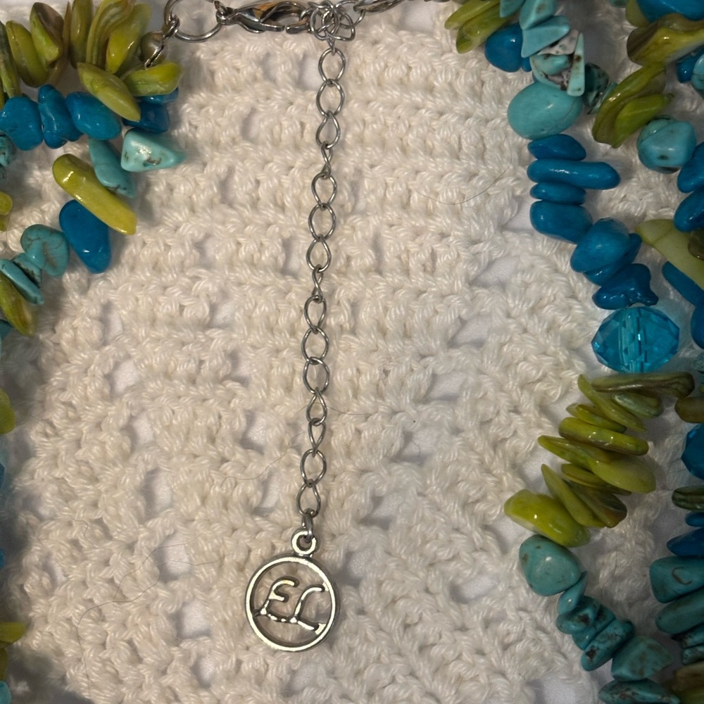 Erica Lyons Turquoise and Green Abalone Shell Necklace with 4 inch extender - Picture 5 of 6